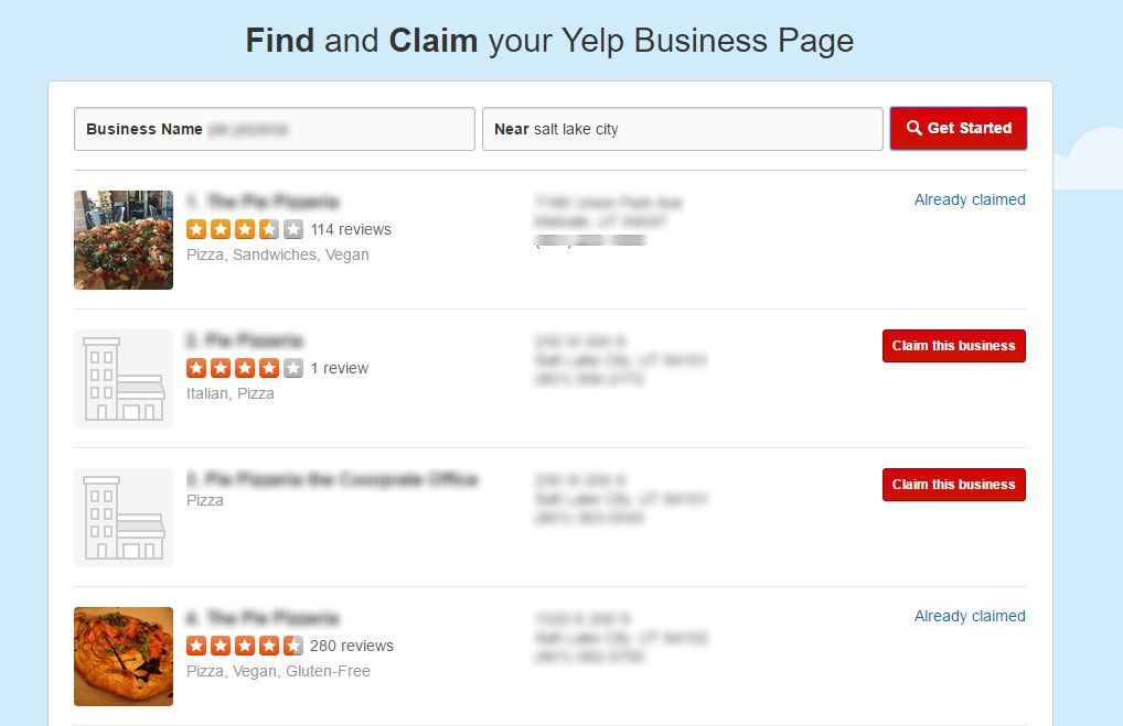 claiming your business on Yelp