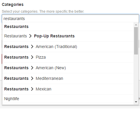 yelp categories