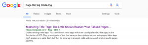 A picture of a title tag that gets cut off while being displayed on SERPs