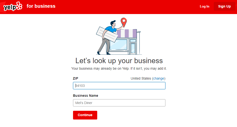 An image of Yelp's listing page