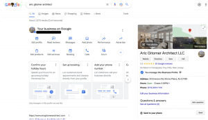 Google My Business in-SERP view