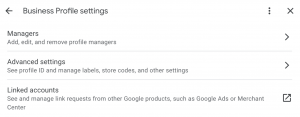 google business profile settings