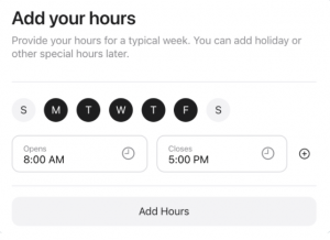 apple business connect store hours customization