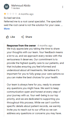 Google Negative Review