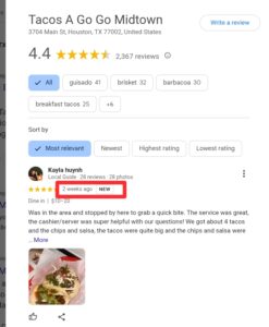Review Recency for Local SEO