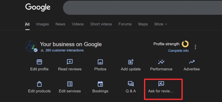 GBP Ask for reviews