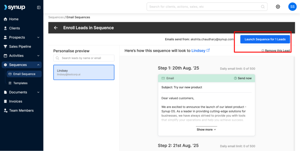 Synup OS Email Sequences