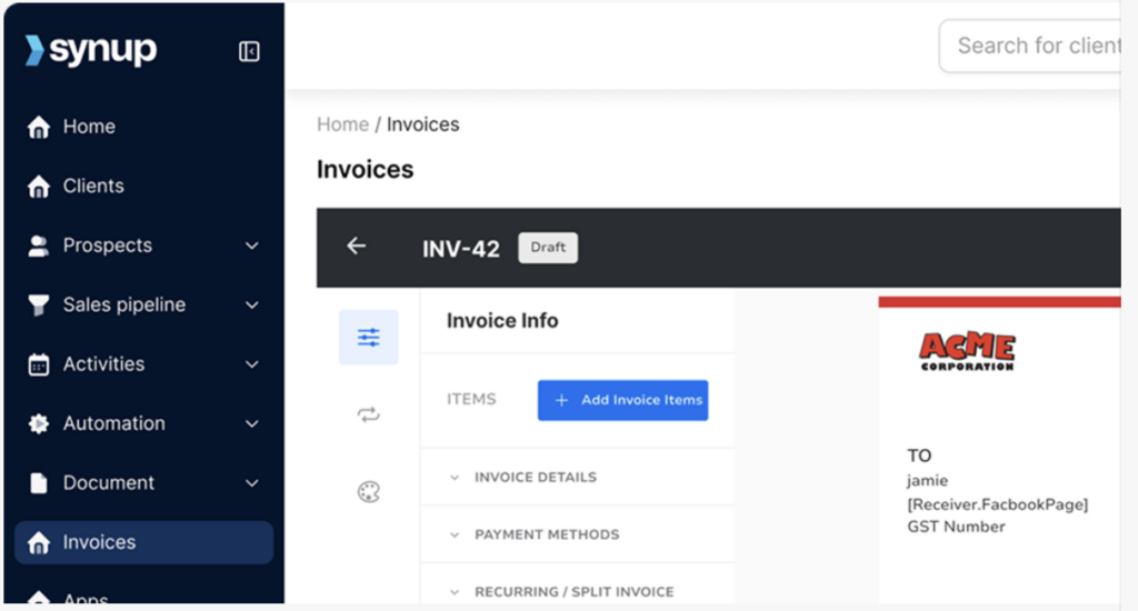 Synup OS Invoicing