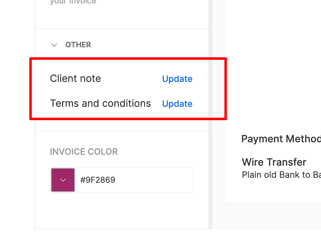 Synup OS Invoice Note